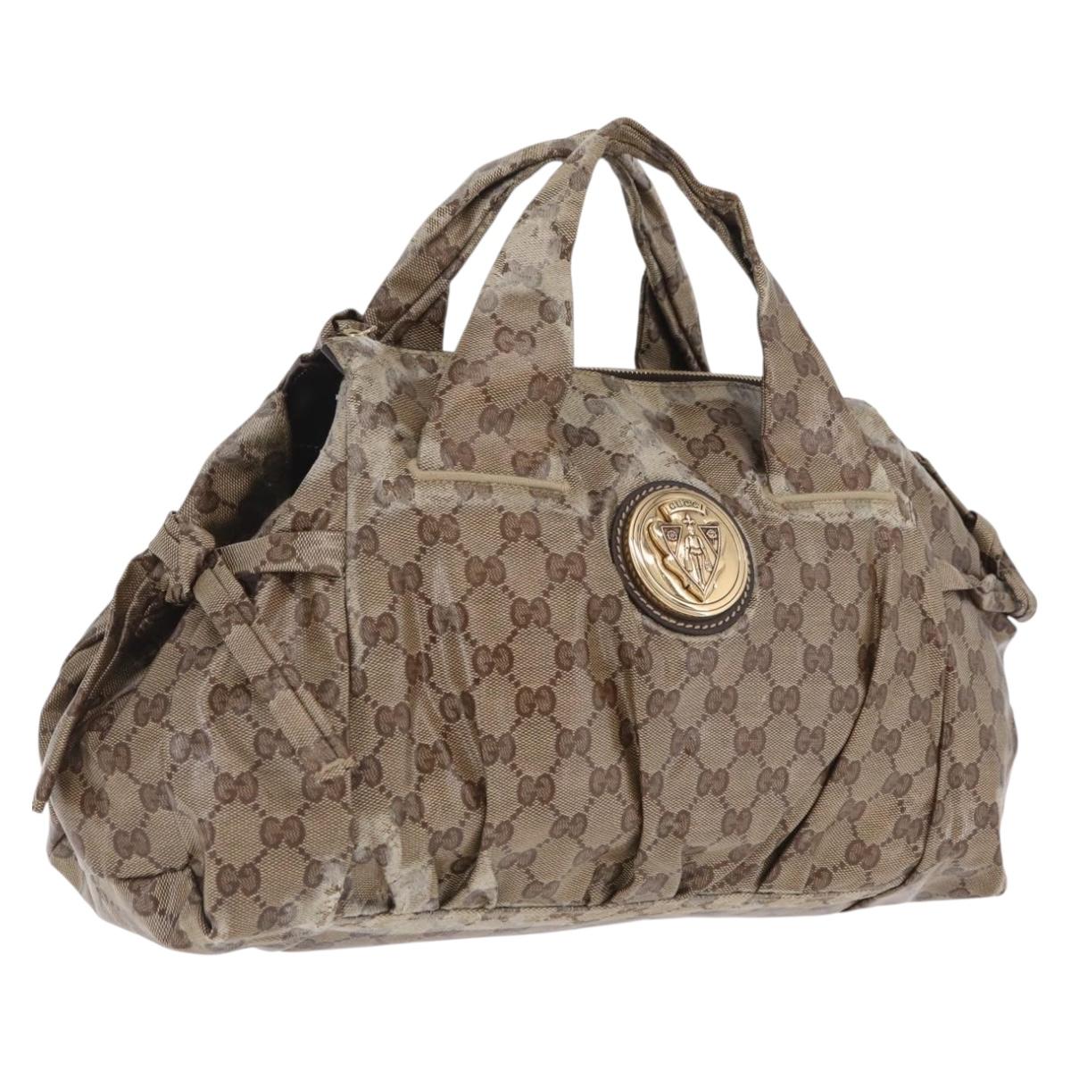 GUCCI GG Crystal Hand Bag Coated Canvas Beige Gold 197020 Auth 198032