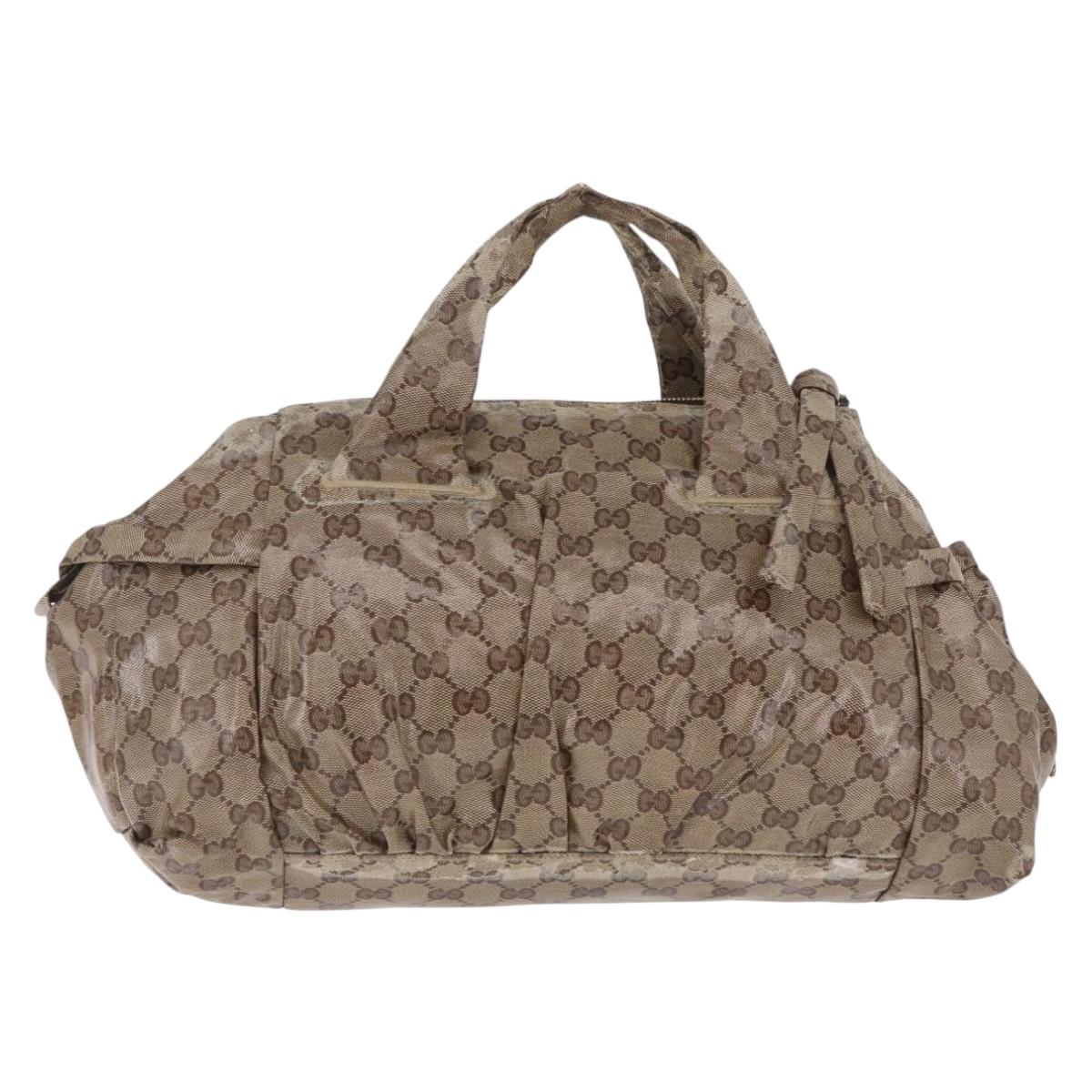 GUCCI GG Crystal Hand Bag Coated Canvas Beige Gold 197020 Auth 198032