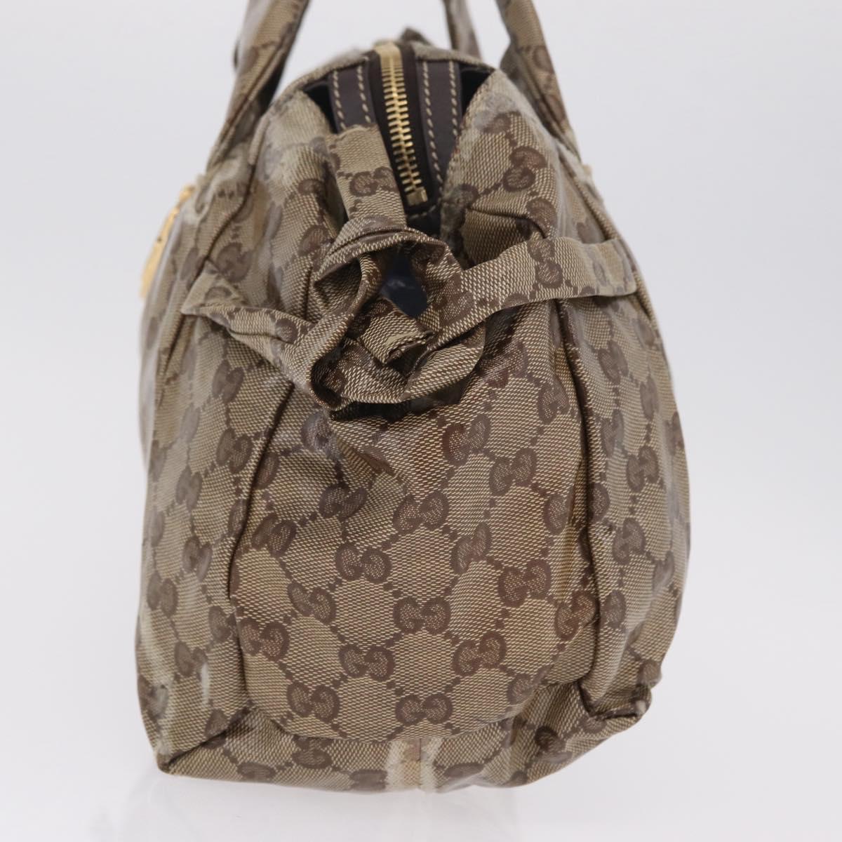 GUCCI GG Crystal Hand Bag Coated Canvas Beige Gold 197020 Auth 198032