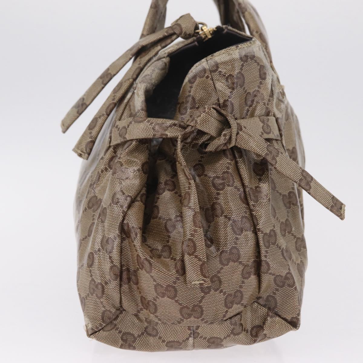 GUCCI GG Crystal Hand Bag Coated Canvas Beige Gold 197020 Auth 198032