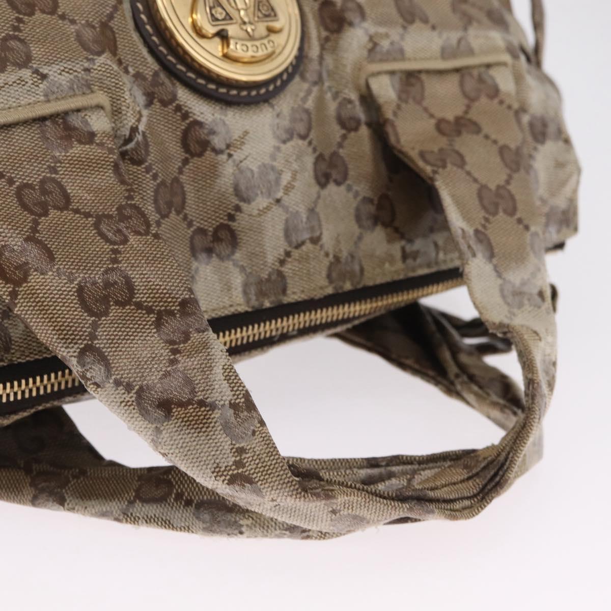 GUCCI GG Crystal Hand Bag Coated Canvas Beige Gold 197020 Auth 198032