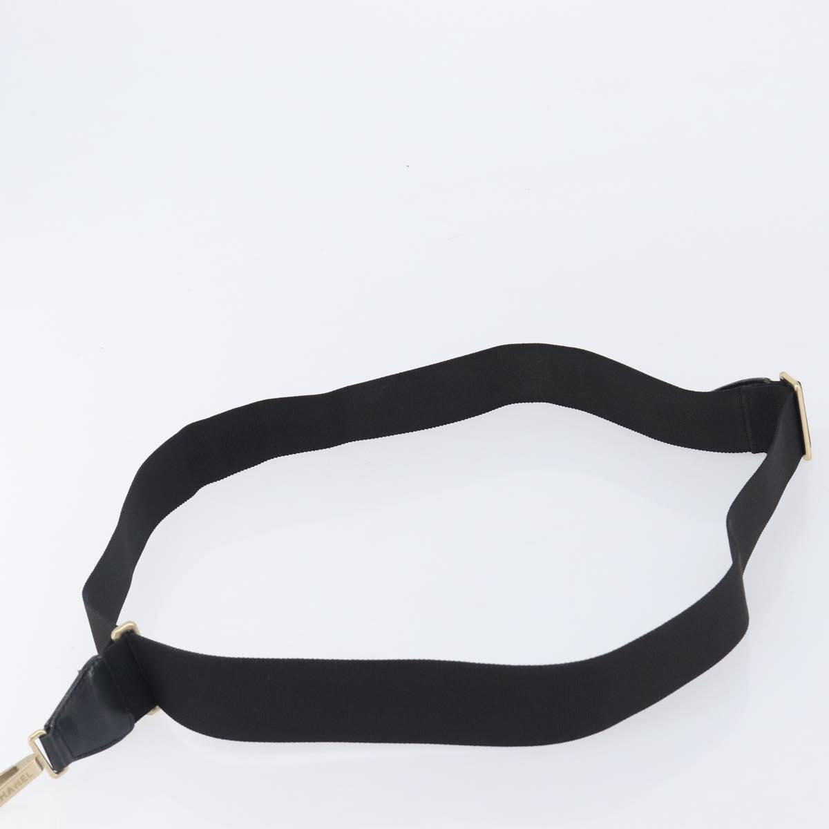 CHANEL Adjustable Shoulder Strap Canvas 30.7""-52"" Black Gold CC Auth 198046