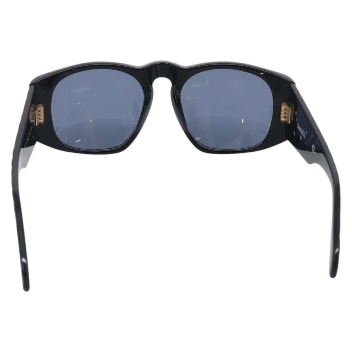 CHANEL Sunglasses Plastic Black Gold CC Auth 198047M