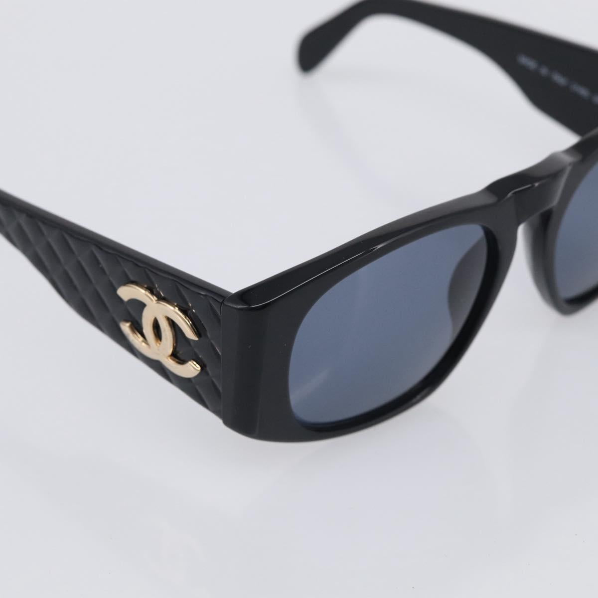 CHANEL Sunglasses Plastic Black Gold CC Auth 198047M