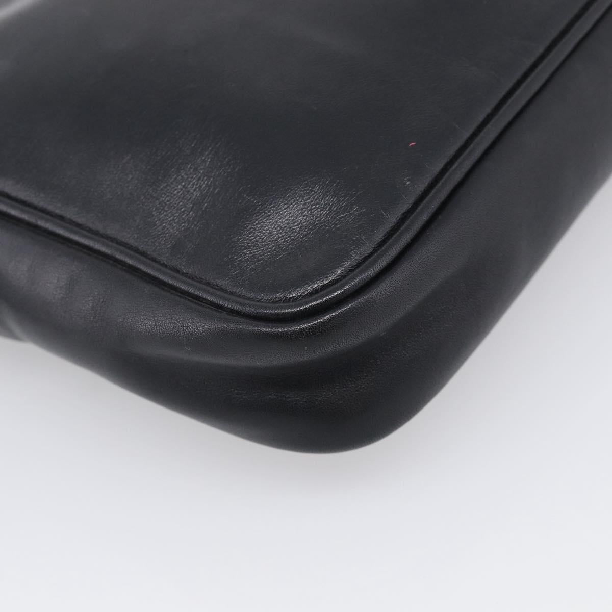 LOEWE Clutch Bag Leather Black Gold Auth 198053