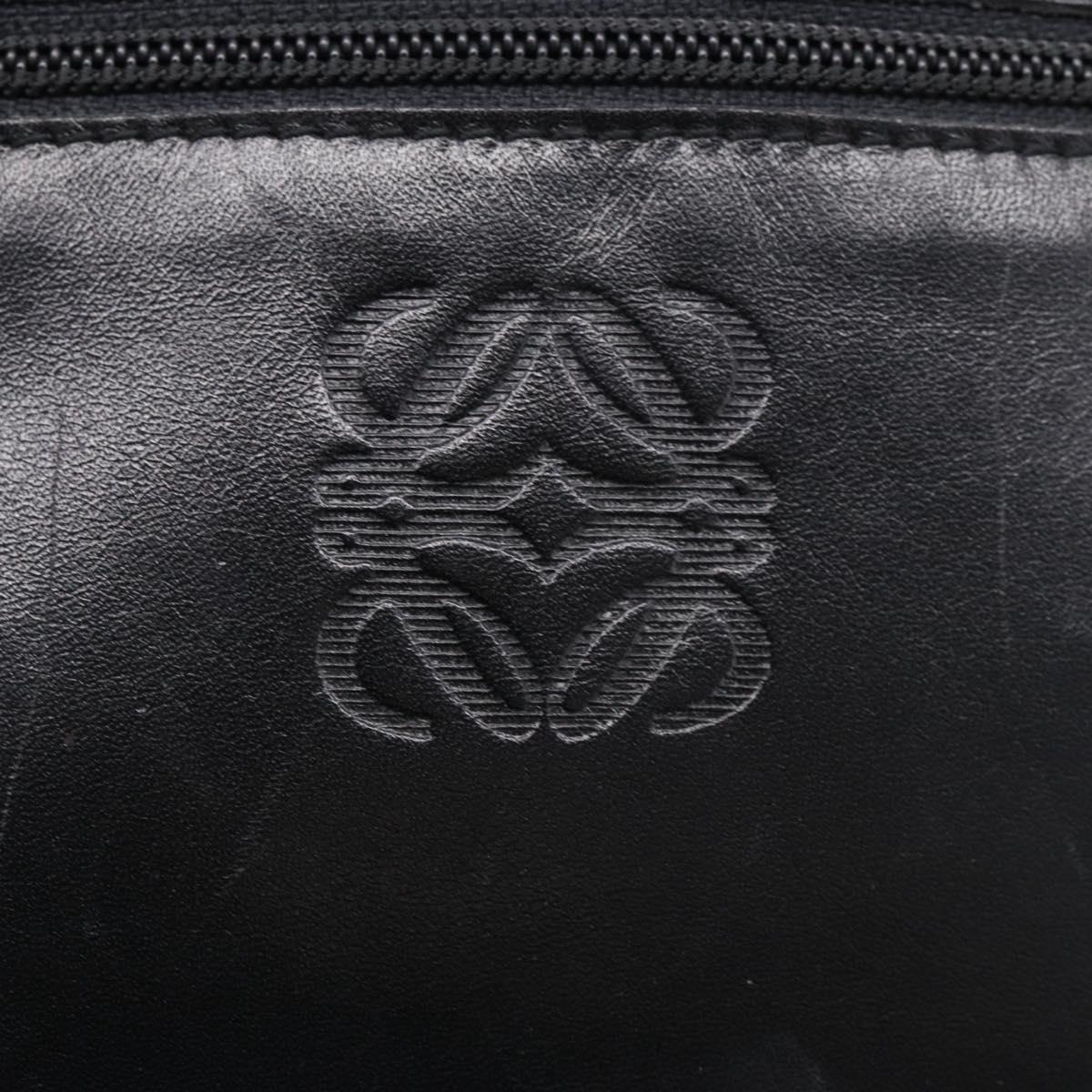 LOEWE Clutch Bag Leather Black Gold Auth 198053