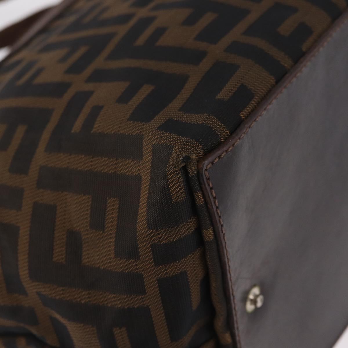 FENDI Zucca Canvas Hand Bag Black Brown Auth 198054