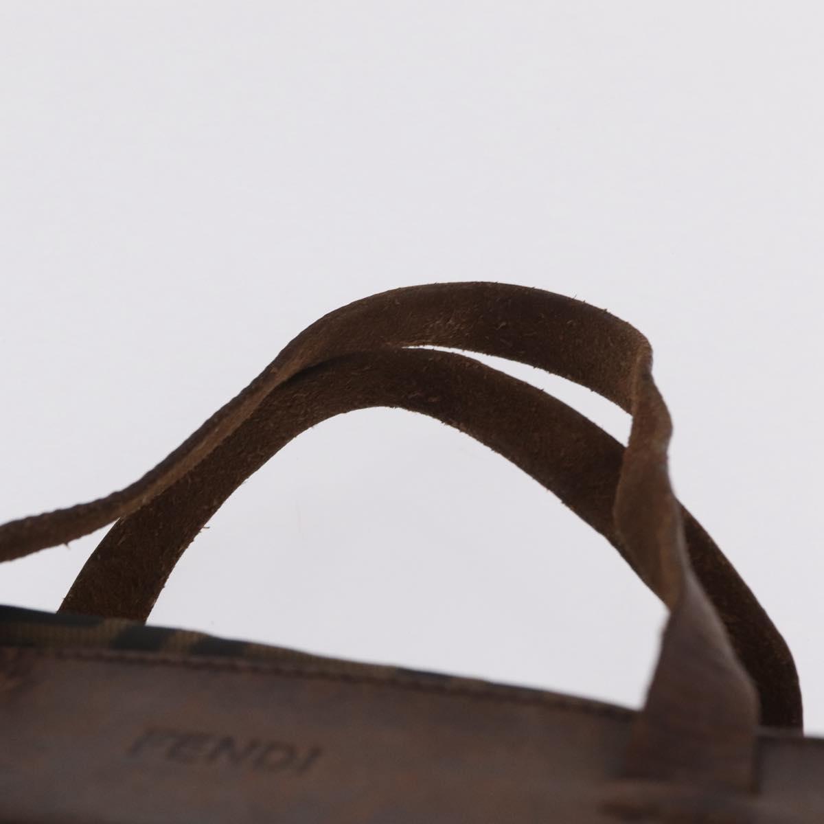 FENDI Zucca Canvas Hand Bag Black Brown Auth 198054