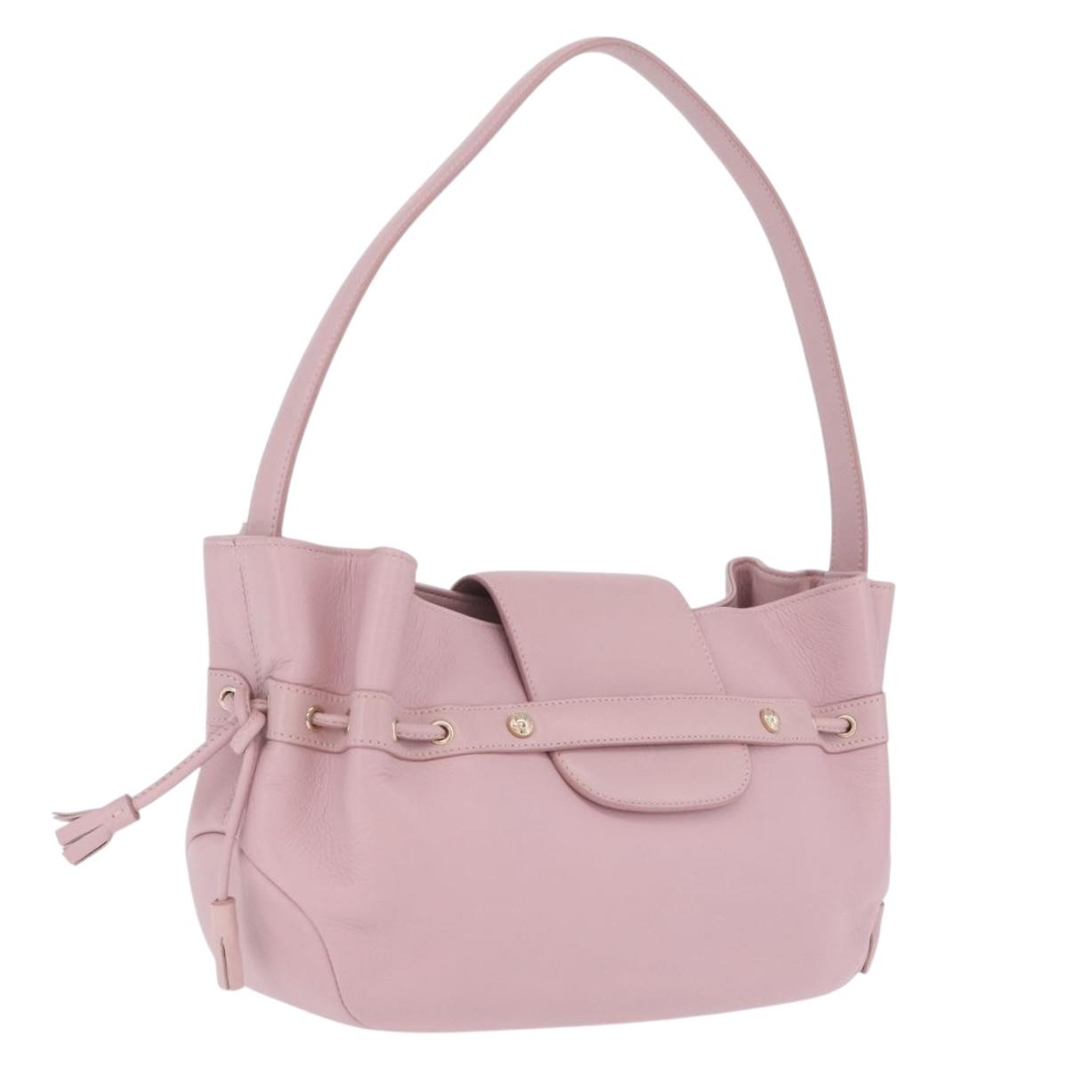 MORABITO Shoulder Bag Leather Pink Gold Auth 198055A
