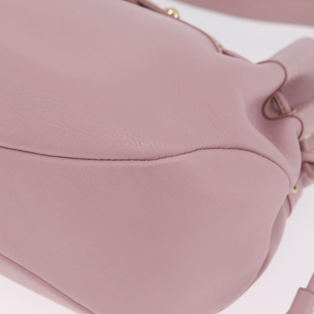 MORABITO Shoulder Bag Leather Pink Gold Auth 198055A