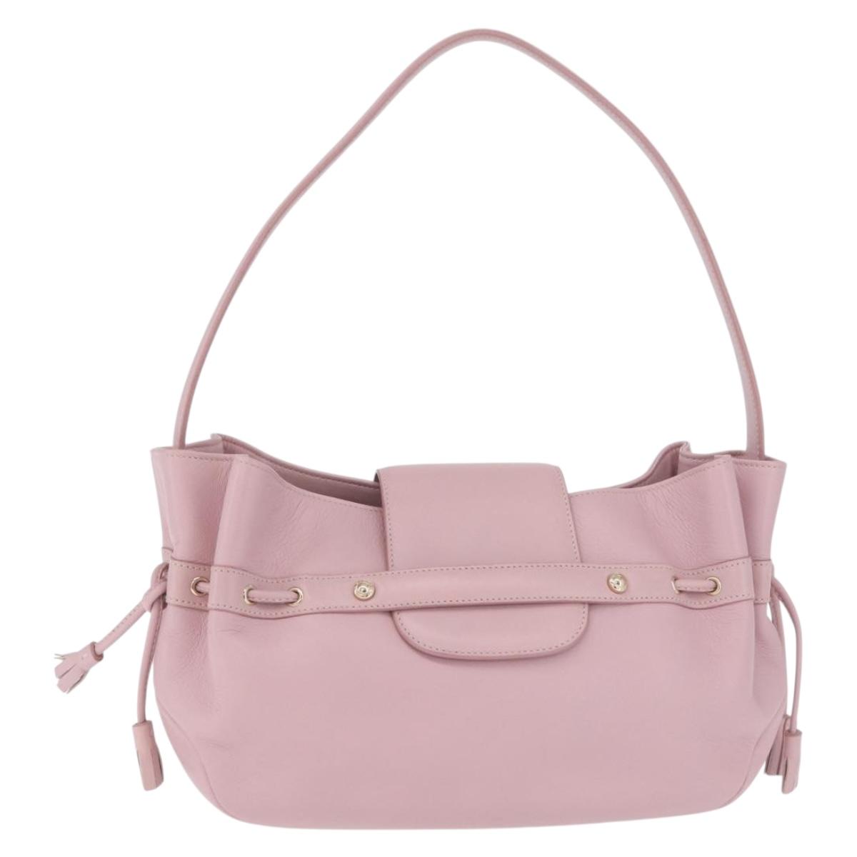 MORABITO Shoulder Bag Leather Pink Gold Auth 198055A