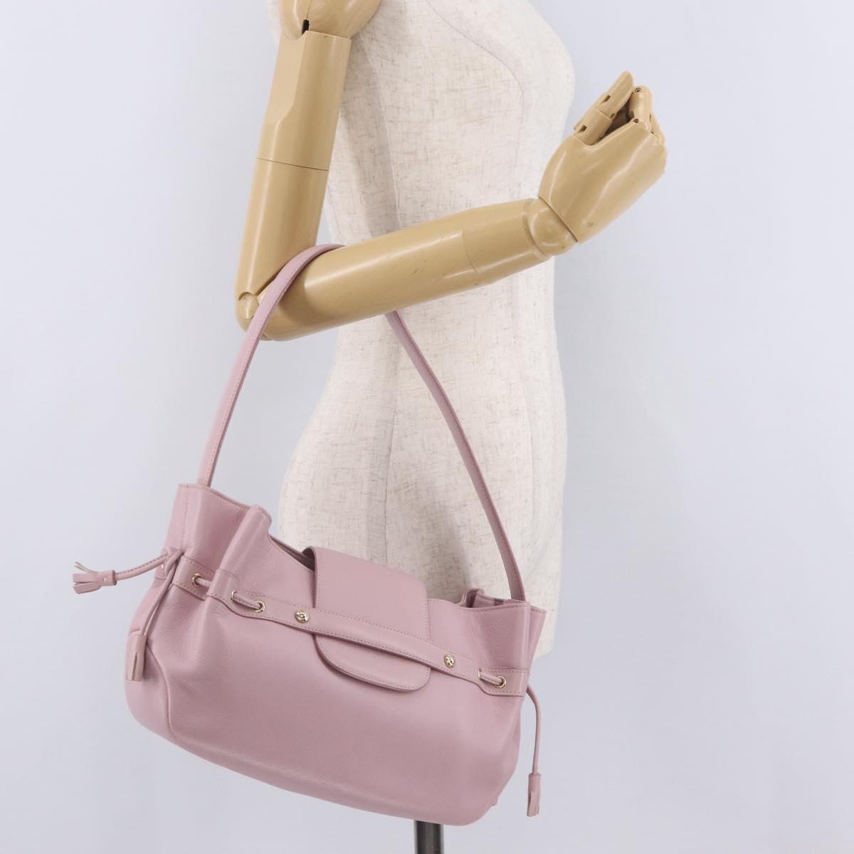 MORABITO Shoulder Bag Leather Pink Gold Auth 198055A