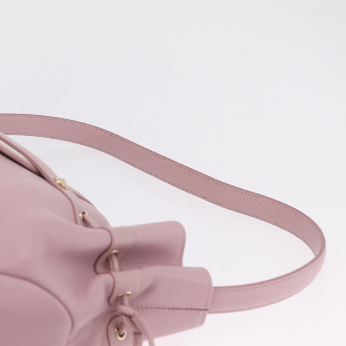 MORABITO Shoulder Bag Leather Pink Gold Auth 198055A