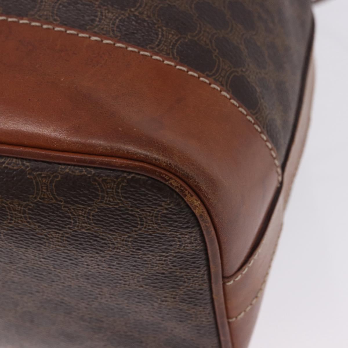 CELINE Macadam Canvas Shoulder Bag PVC Leather Brown Gold Auth 198250