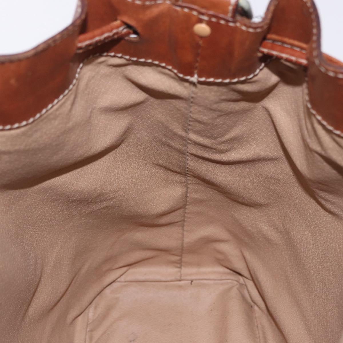 CELINE Macadam Canvas Shoulder Bag PVC Leather Brown Gold Auth 198250