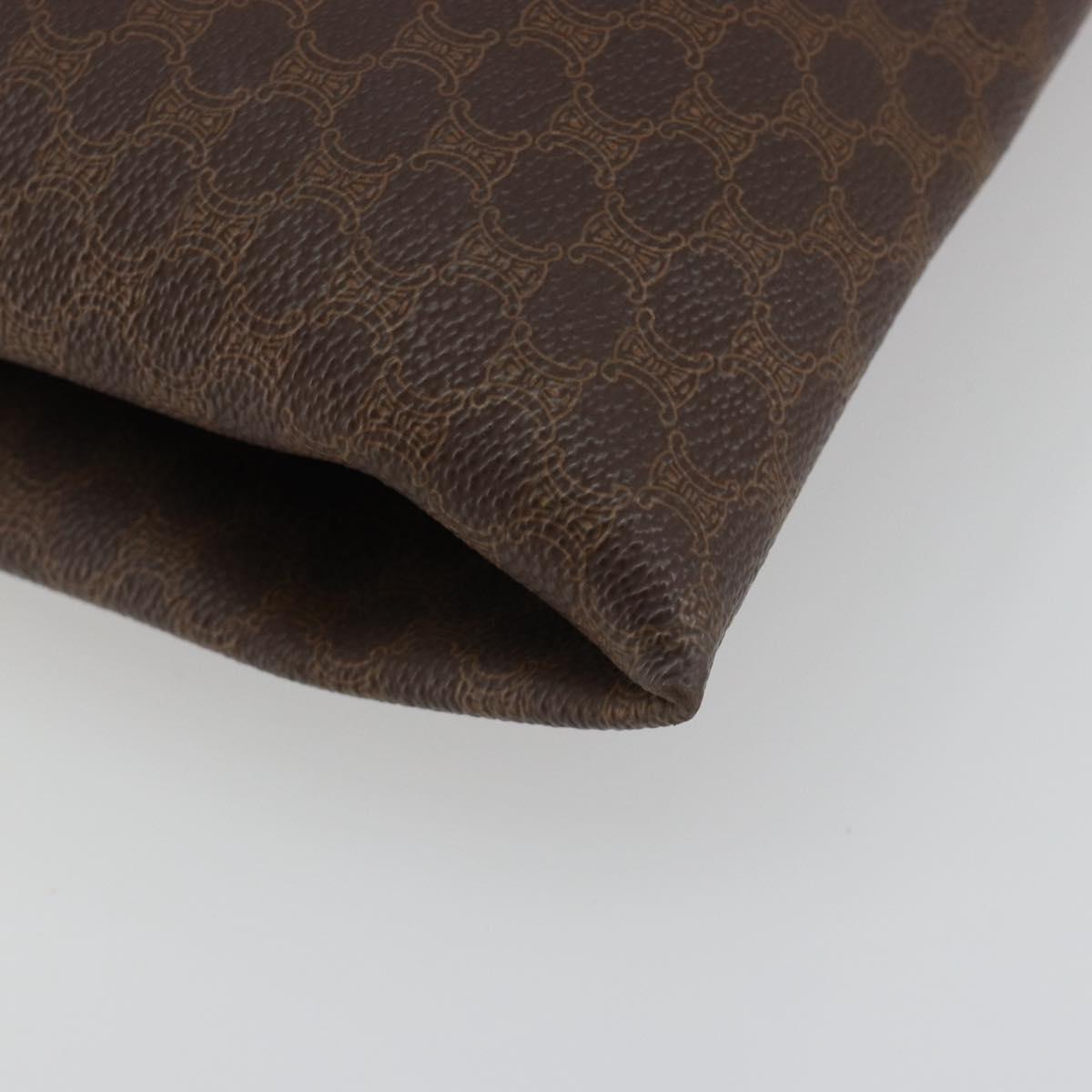 CELINE Macadam Canvas Tote Bag PVC Leather Brown Gold Auth 198251