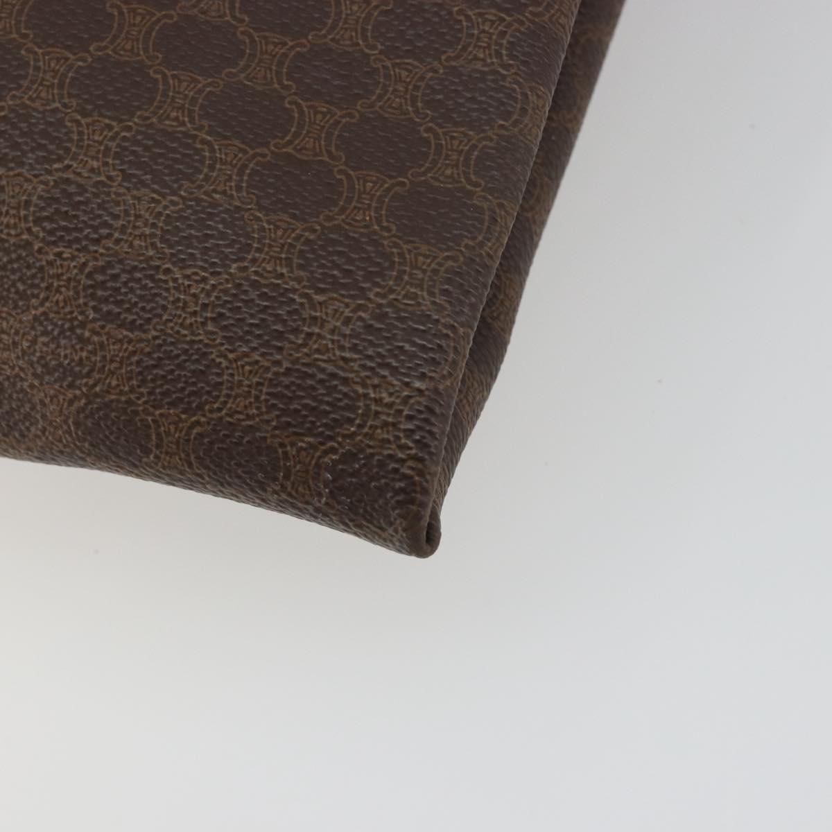 CELINE Macadam Canvas Tote Bag PVC Leather Brown Gold Auth 198251