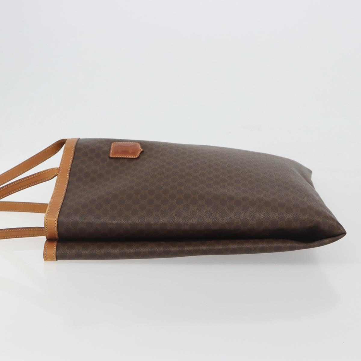 CELINE Macadam Canvas Tote Bag PVC Leather Brown Gold Auth 198251