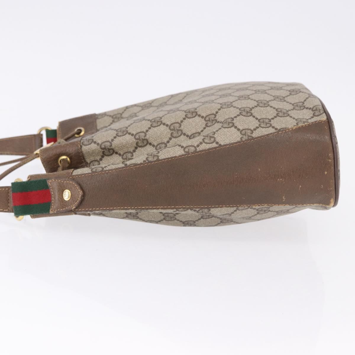 GUCCI GG Supreme Web Sherry Line Bag PVC Beige Gold 72 02 034 Auth 198252