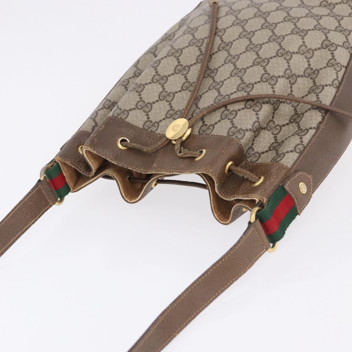 GUCCI GG Supreme Web Sherry Line Bag PVC Beige Gold 72 02 034 Auth 198252