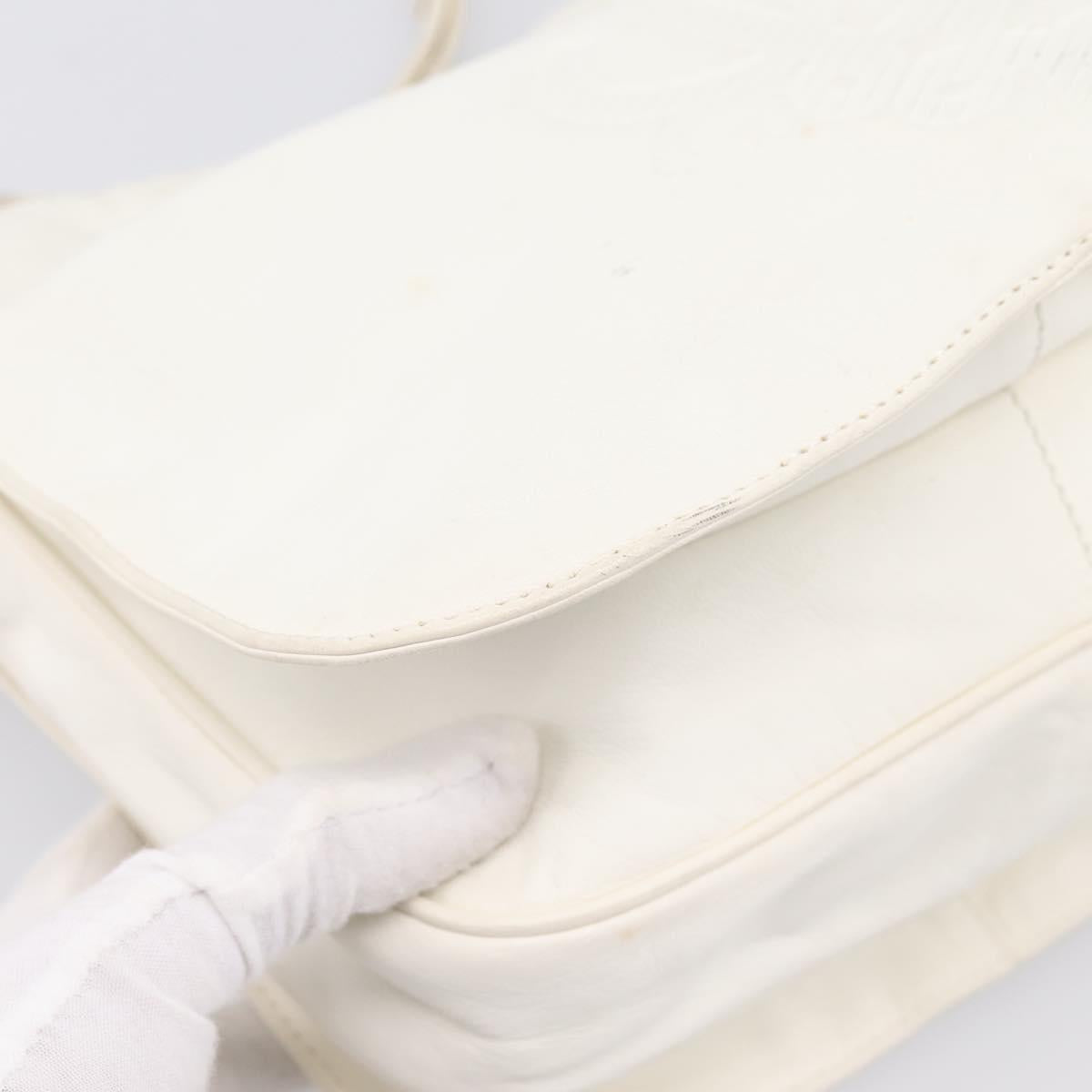 LOEWE Shoulder Bag Leather White Gold Auth 198255