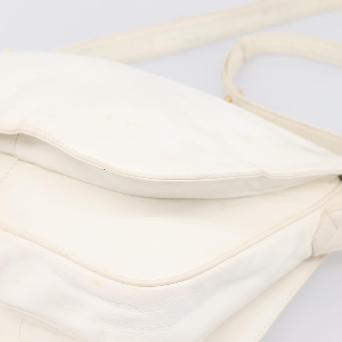 LOEWE Shoulder Bag Leather White Gold Auth 198255