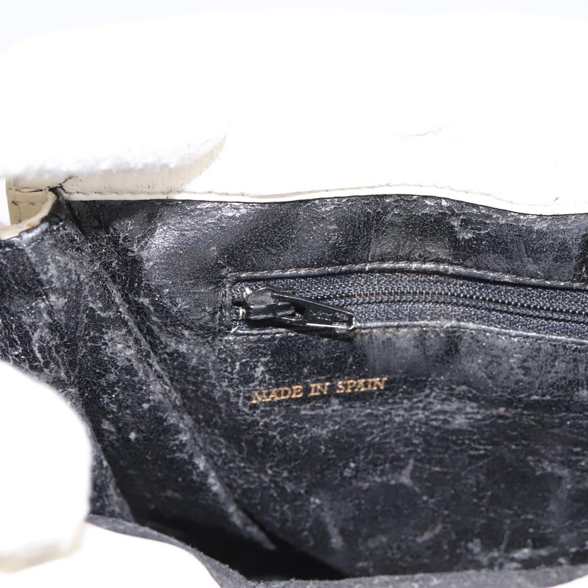 LOEWE Shoulder Bag Leather White Gold Auth 198255