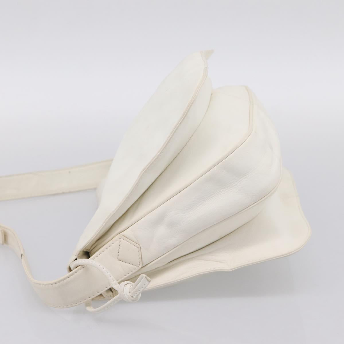 LOEWE Shoulder Bag Leather White Gold Auth 198255