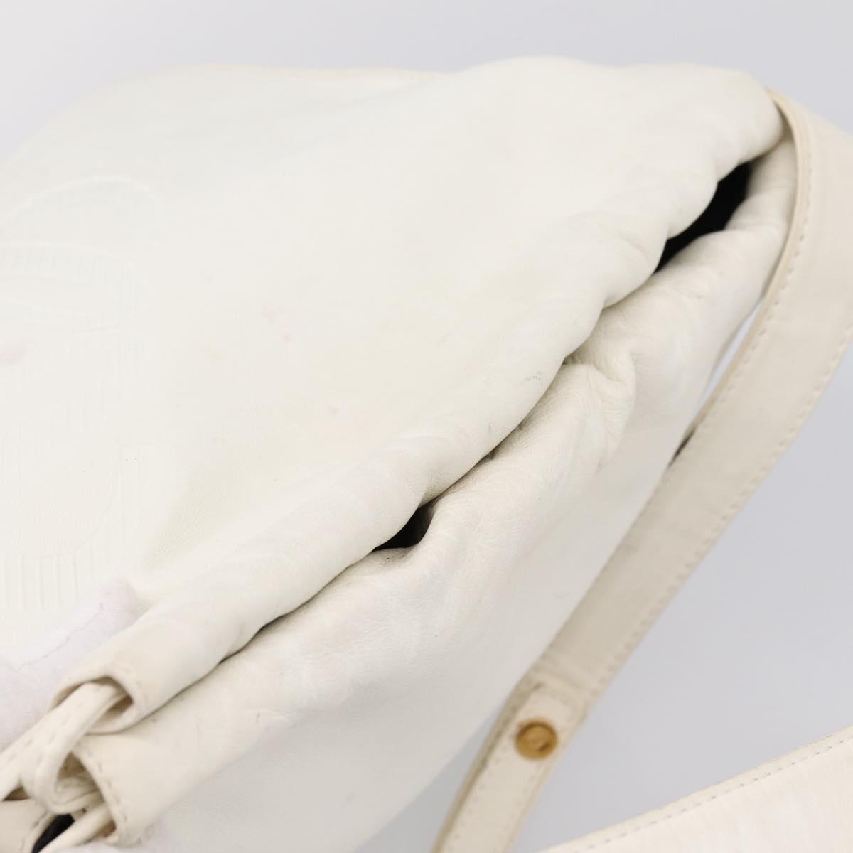 LOEWE Shoulder Bag Leather White Gold Auth 198255