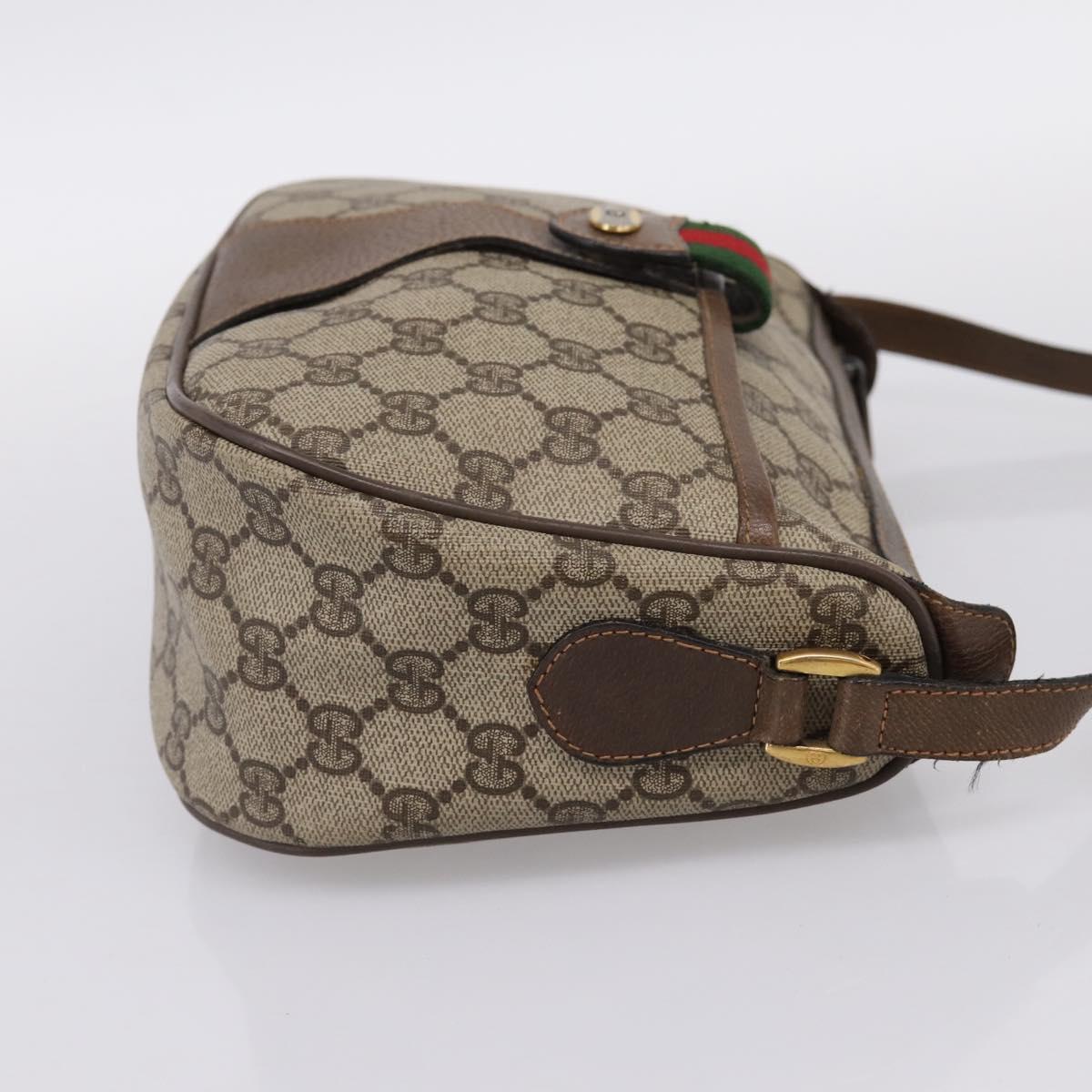 GUCCI GG Supreme Web Sherry Line Bag PVC Beige Gold 89 02 032 Auth 198257
