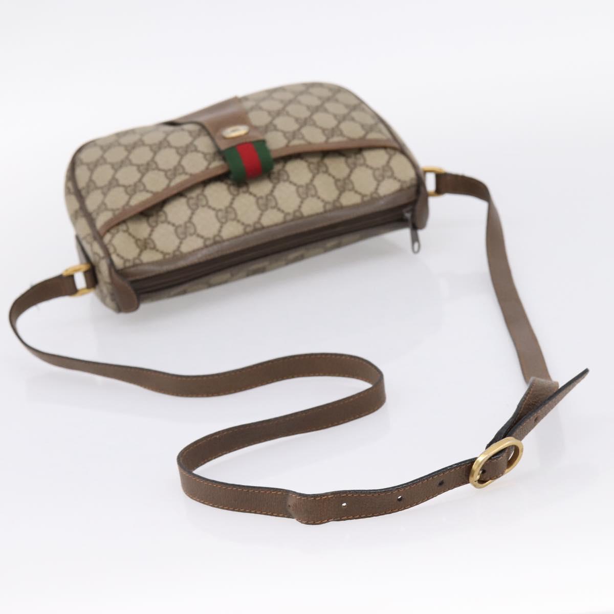 GUCCI GG Supreme Web Sherry Line Bag PVC Beige Gold 89 02 032 Auth 198257