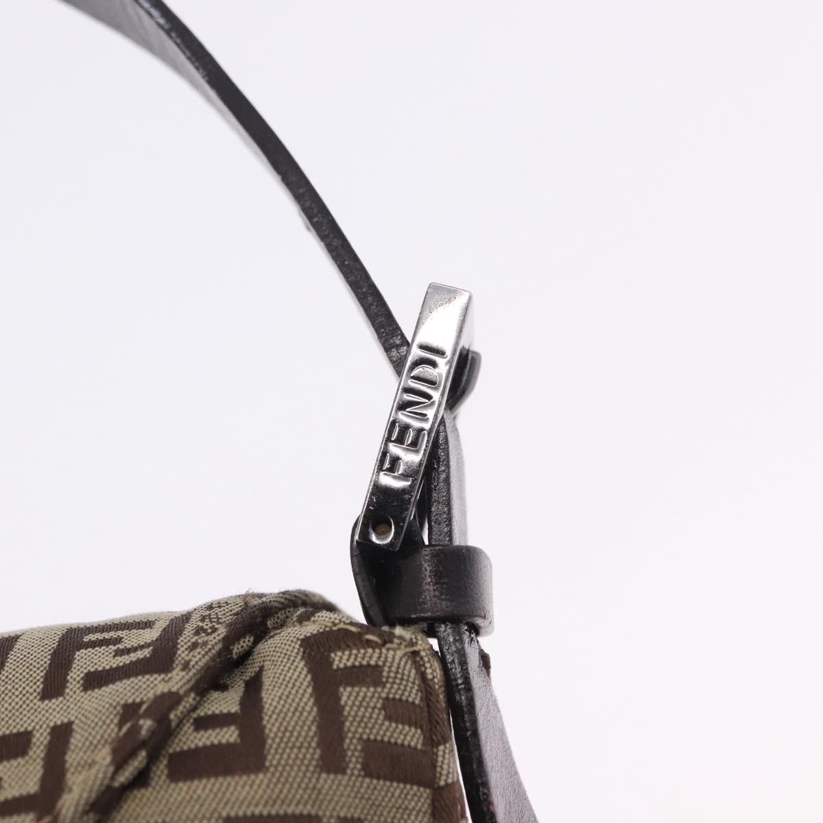 FENDI Zucchino Canvas Mamma Baguette Shoulder Bag Beige 8BR004 Auth 198258V