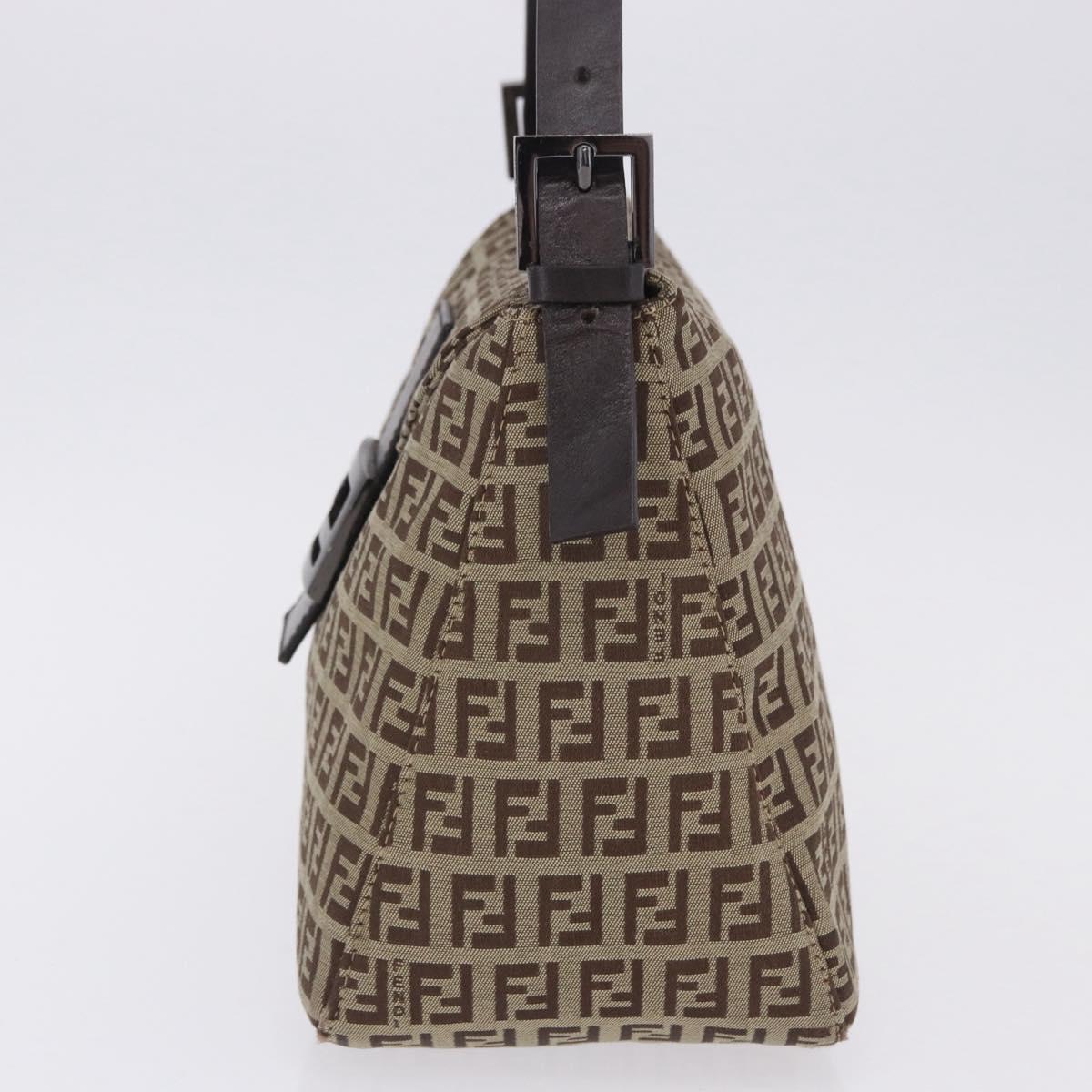 FENDI Zucchino Canvas Mamma Baguette Shoulder Bag Beige 8BR004 Auth 198258V