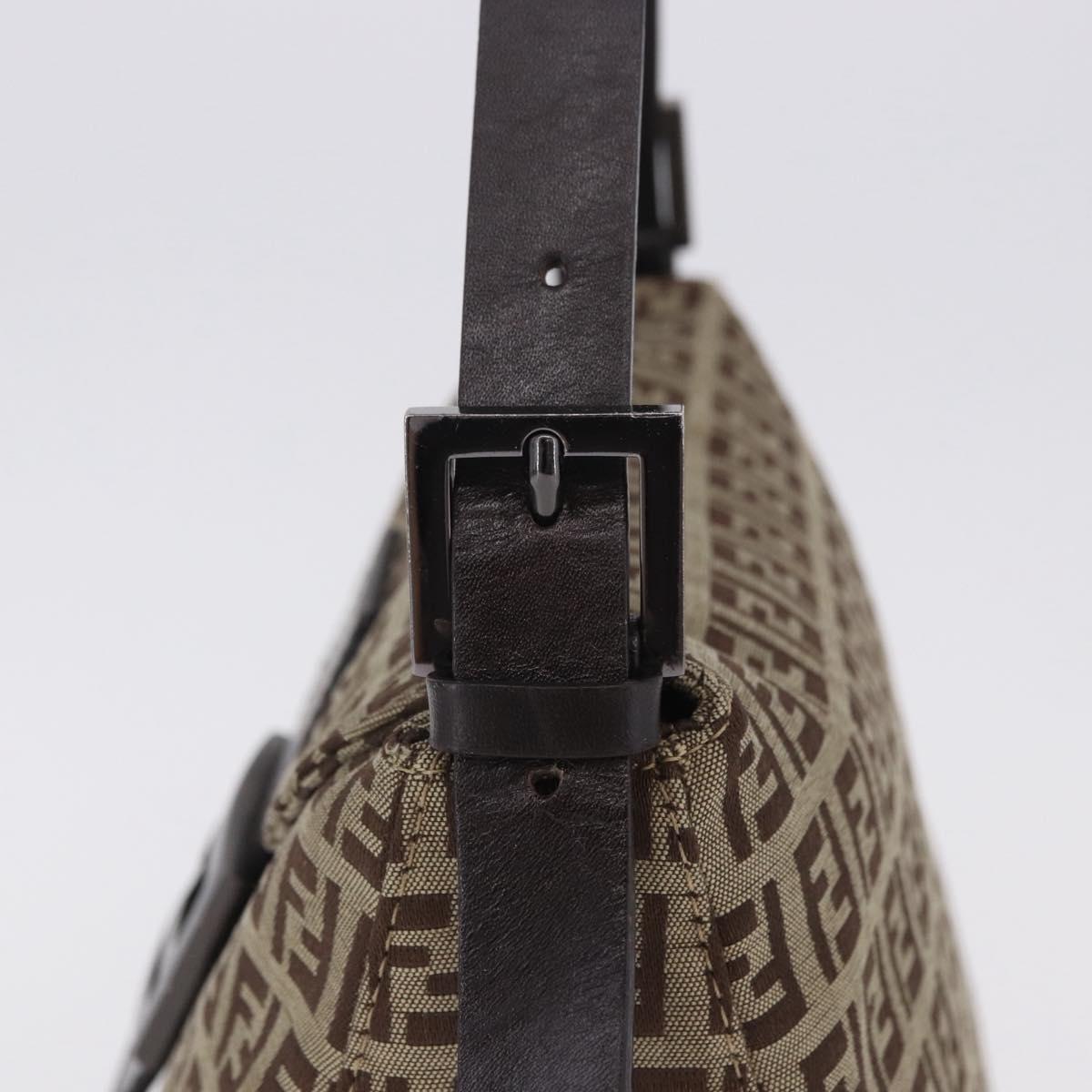 FENDI Zucchino Canvas Mamma Baguette Shoulder Bag Beige 8BR004 Auth 198258V