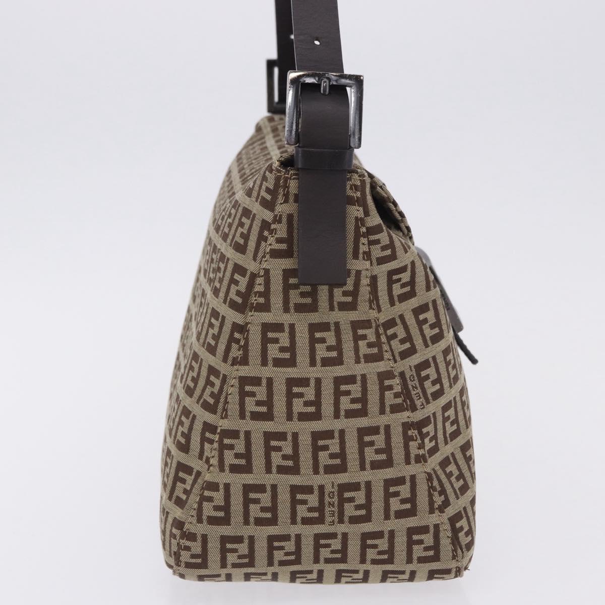 FENDI Zucchino Canvas Mamma Baguette Shoulder Bag Beige 8BR004 Auth 198258V