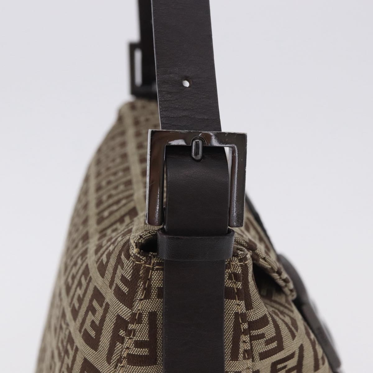 FENDI Zucchino Canvas Mamma Baguette Shoulder Bag Beige 8BR004 Auth 198258V