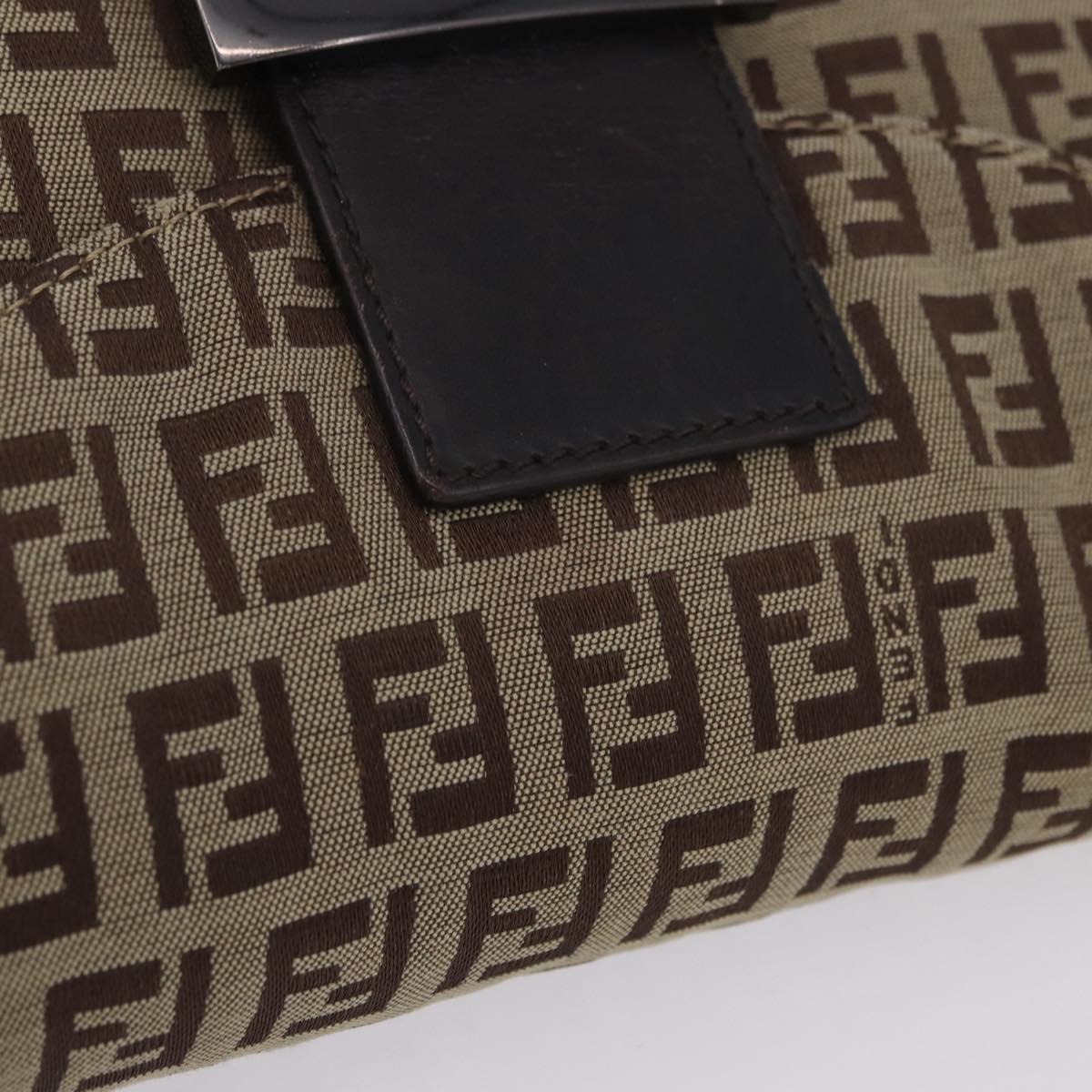 FENDI Zucchino Canvas Mamma Baguette Shoulder Bag Beige 8BR004 Auth 198258V