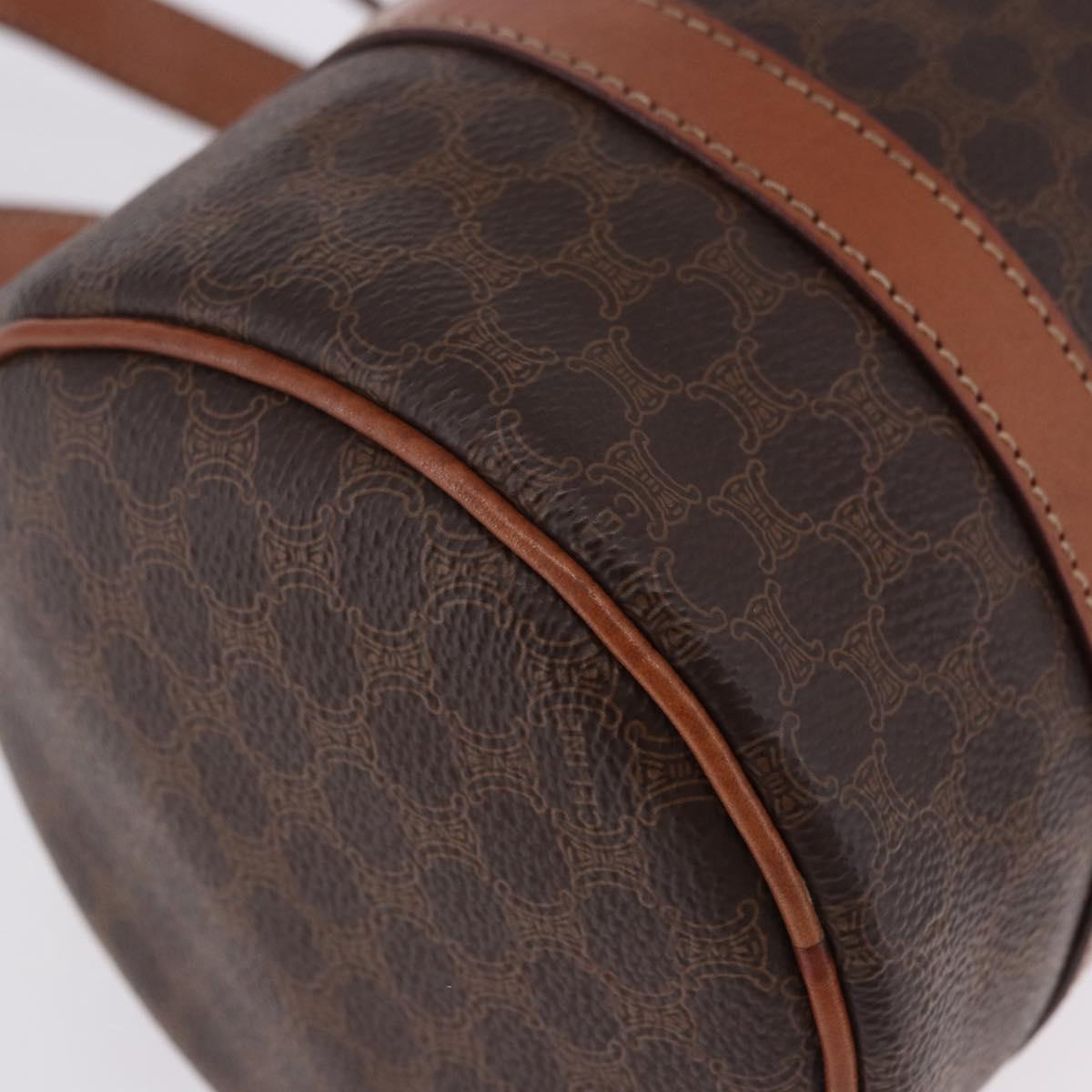 CELINE Macadam Canvas Hand Bag PVC Leather Brown Gold Auth 198260A