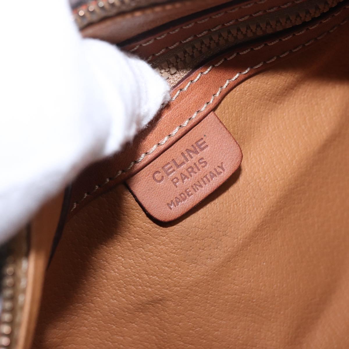 CELINE Macadam Canvas Hand Bag PVC Leather Brown Gold Auth 198260A