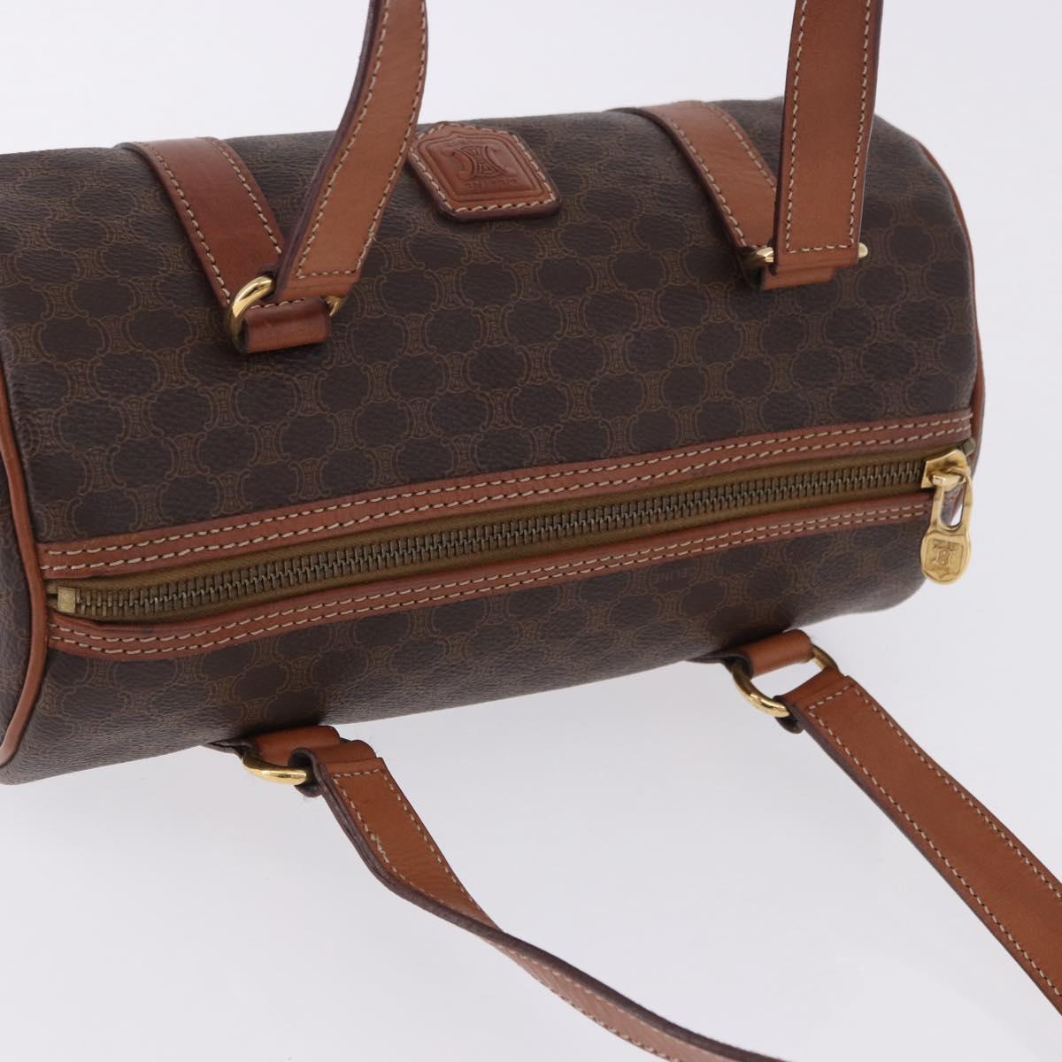 CELINE Macadam Canvas Hand Bag PVC Leather Brown Gold Auth 198260A