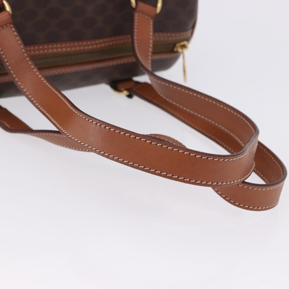 CELINE Macadam Canvas Hand Bag PVC Leather Brown Gold Auth 198260A