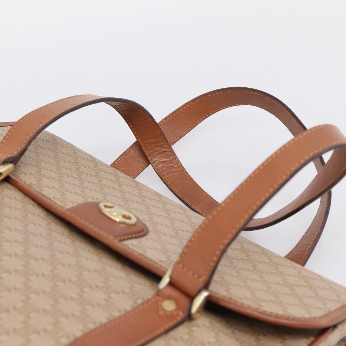 CELINE Macadam Canvas Hand Bag PVC Beige Gold Auth 198262