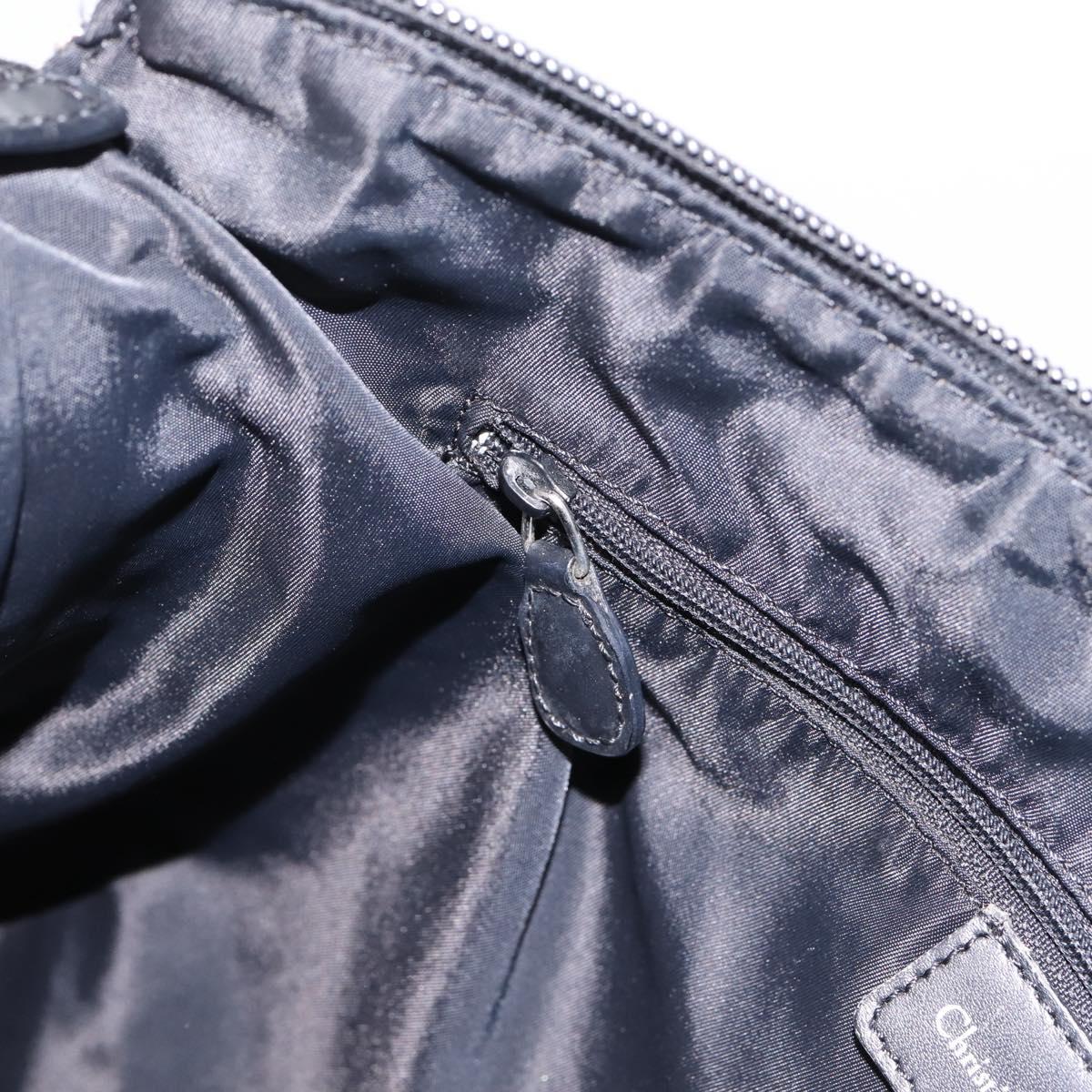 Christian Dior Trotter Canvas Shoulder Bag Navy Silver Auth 198263