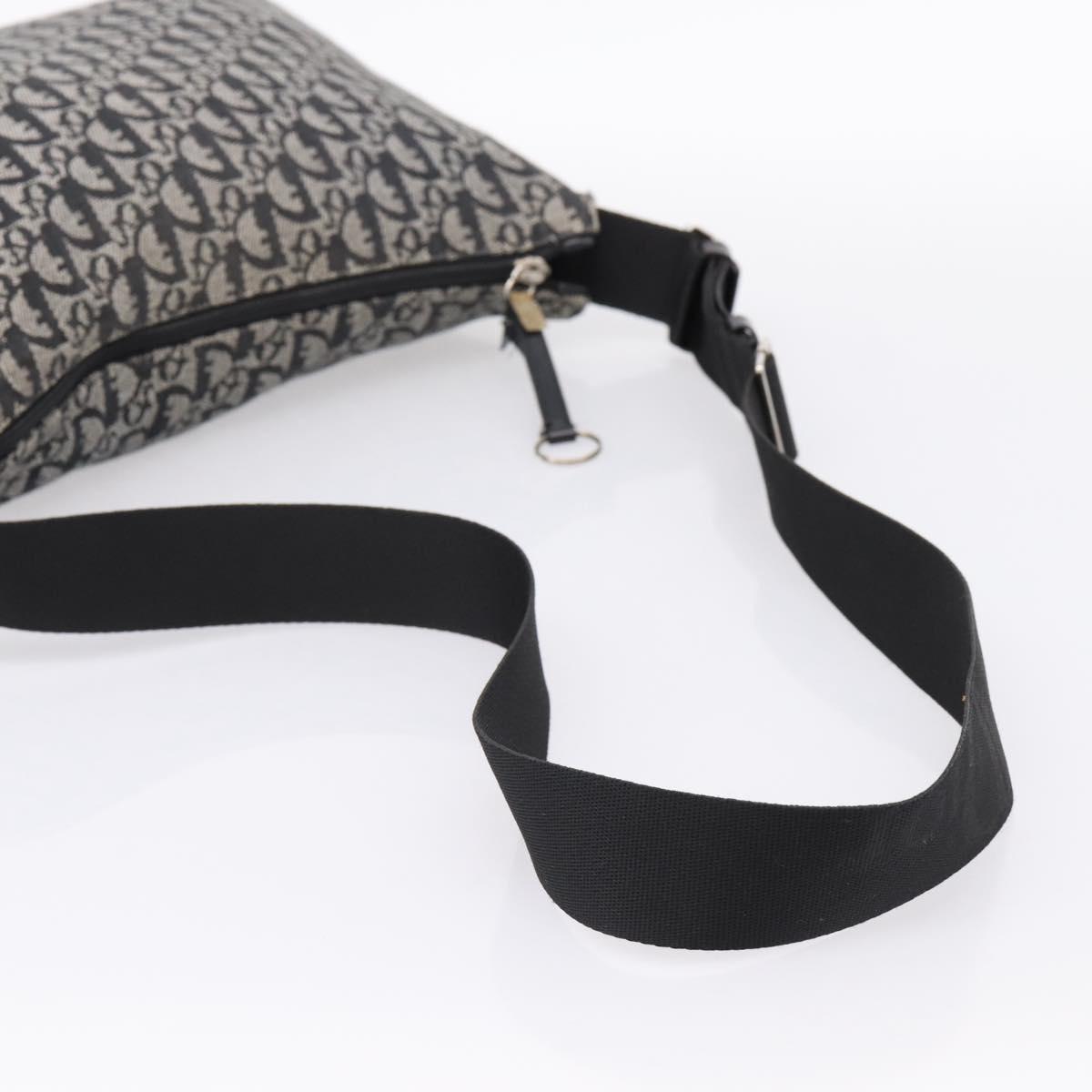 Christian Dior Trotter Canvas Shoulder Bag Navy Silver Auth 198263