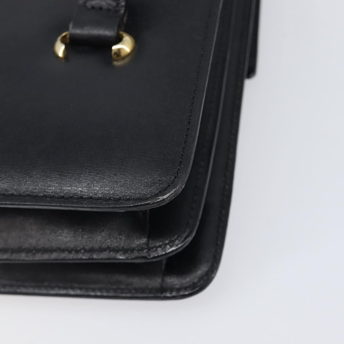 CELINE Hand Bag Leather Black Gold Auth 198264