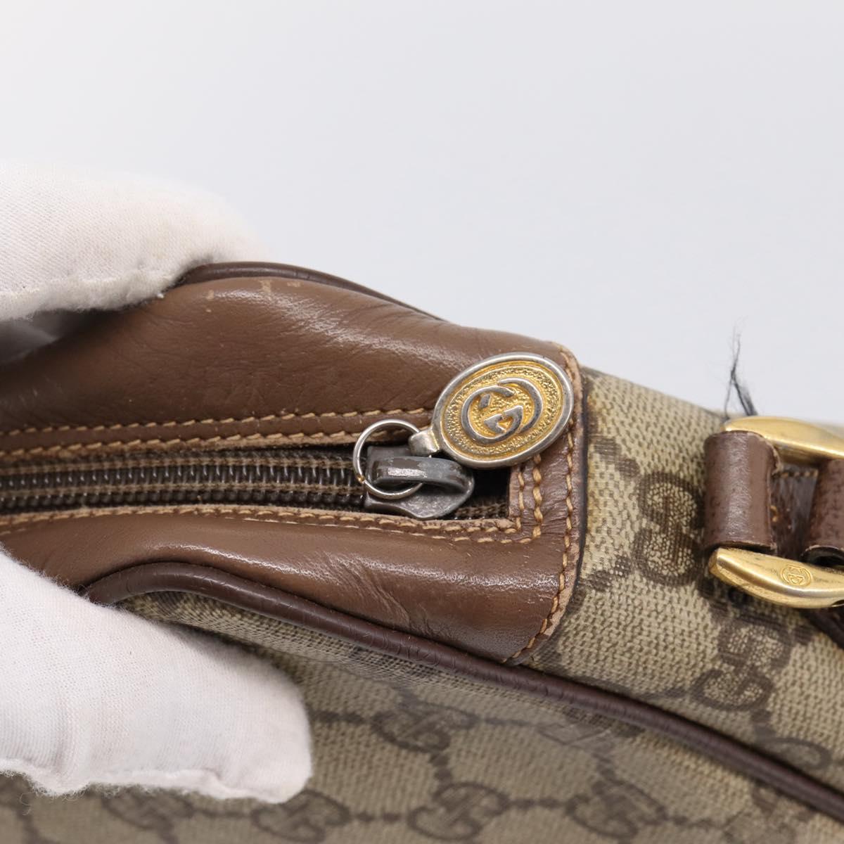 GUCCI GG Supreme Web Sherry Line Bag PVC Beige Gold 001 44 6655 Auth 198265