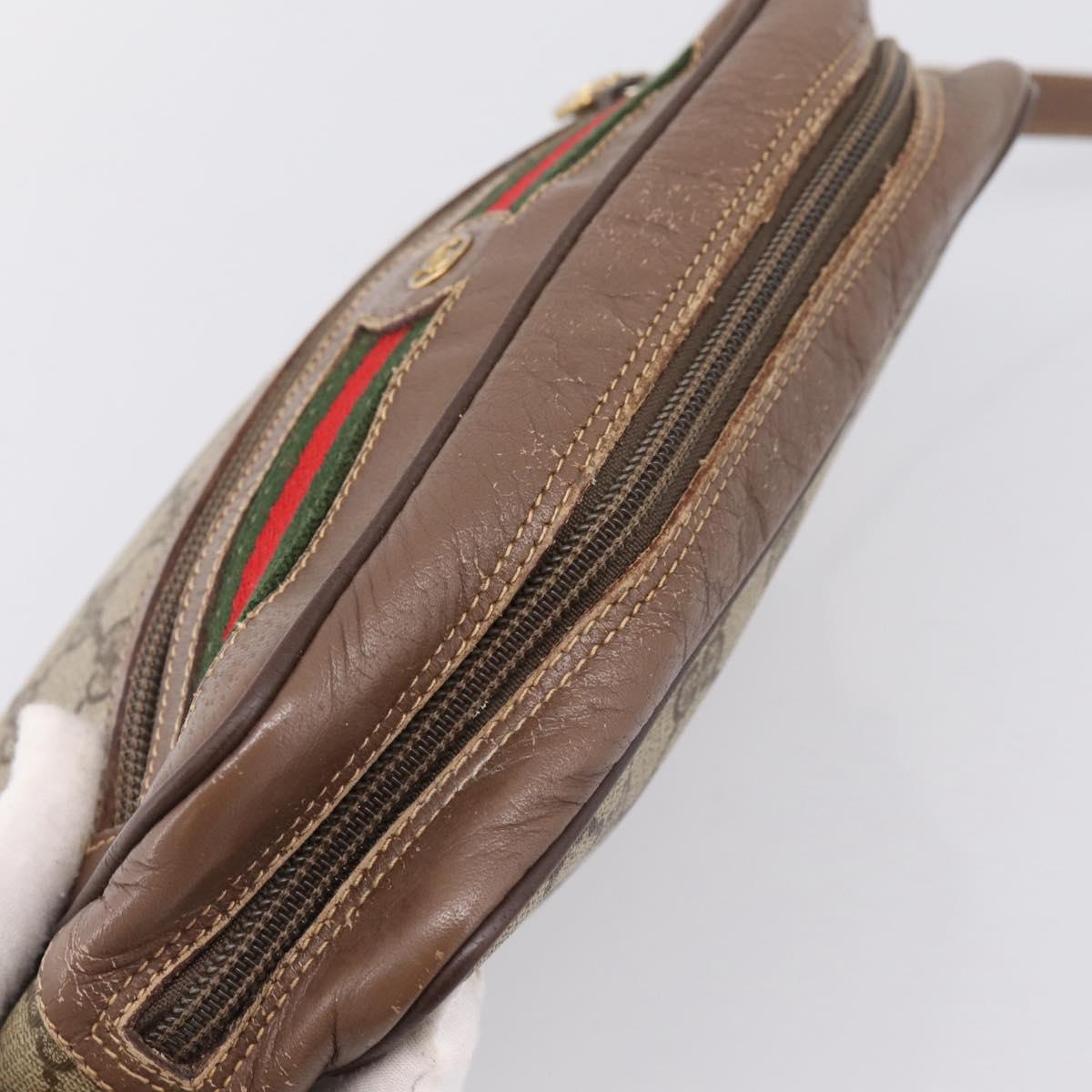 GUCCI GG Supreme Web Sherry Line Bag PVC Beige Gold 001 44 6655 Auth 198265