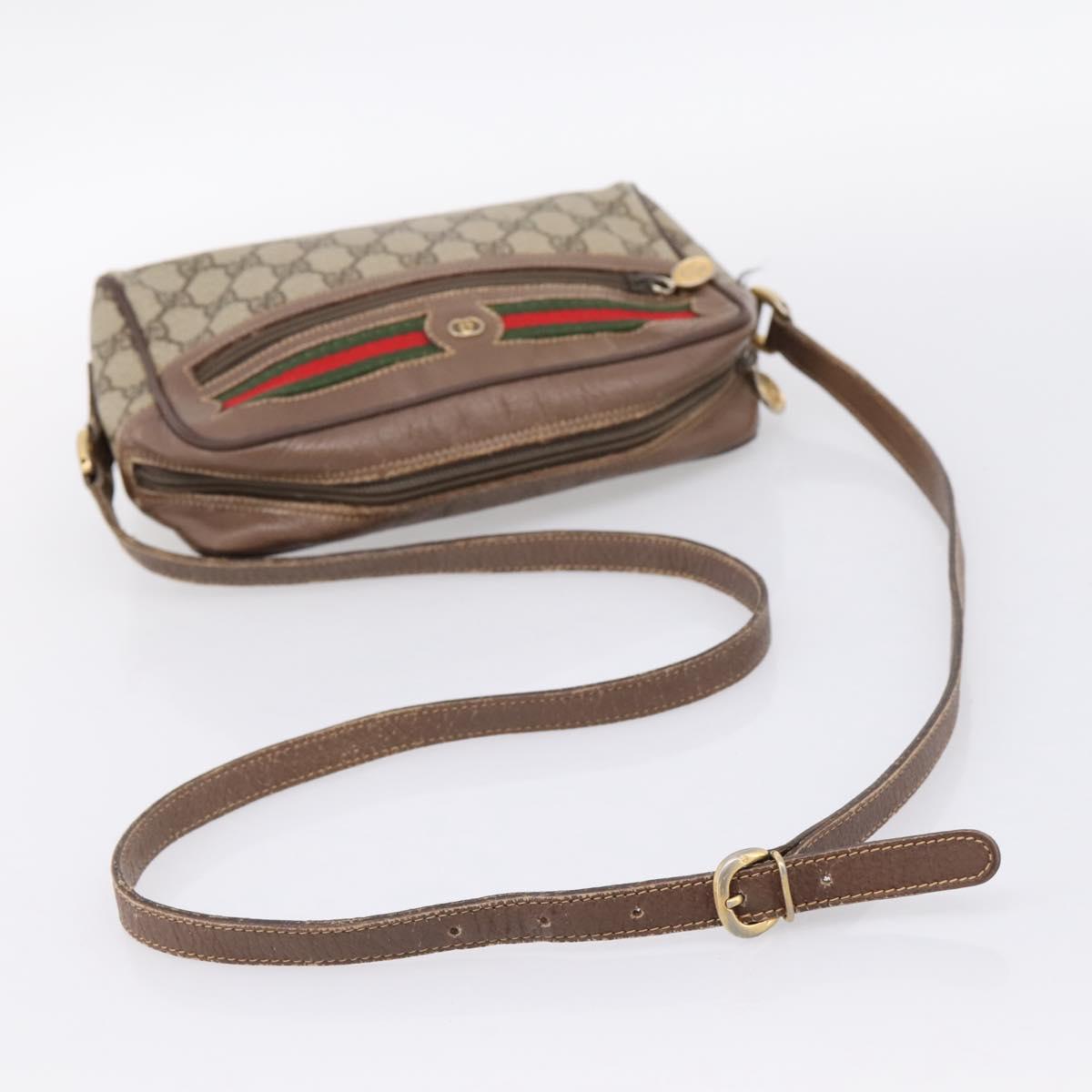 GUCCI GG Supreme Web Sherry Line Bag PVC Beige Gold 001 44 6655 Auth 198265