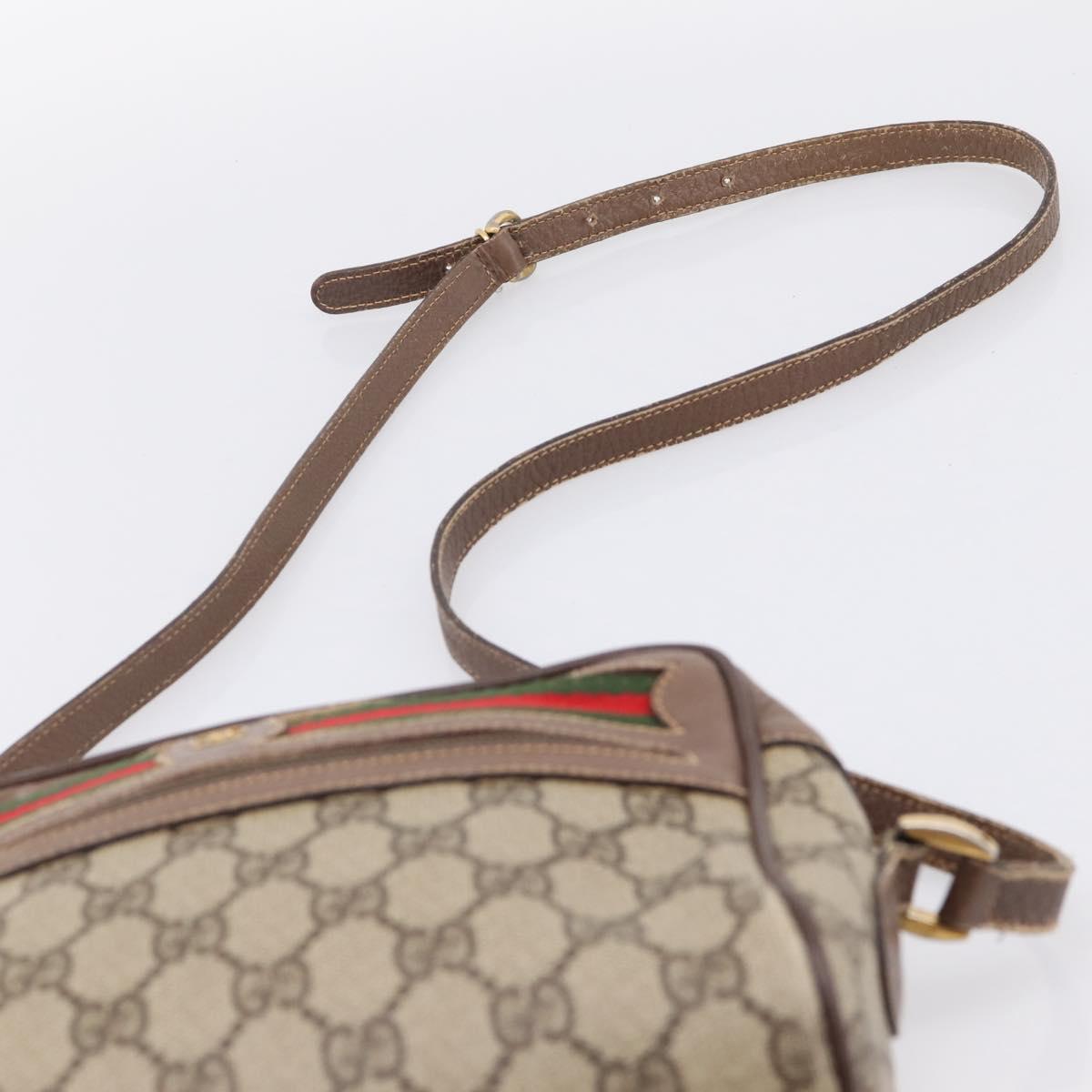 GUCCI GG Supreme Web Sherry Line Bag PVC Beige Gold 001 44 6655 Auth 198265