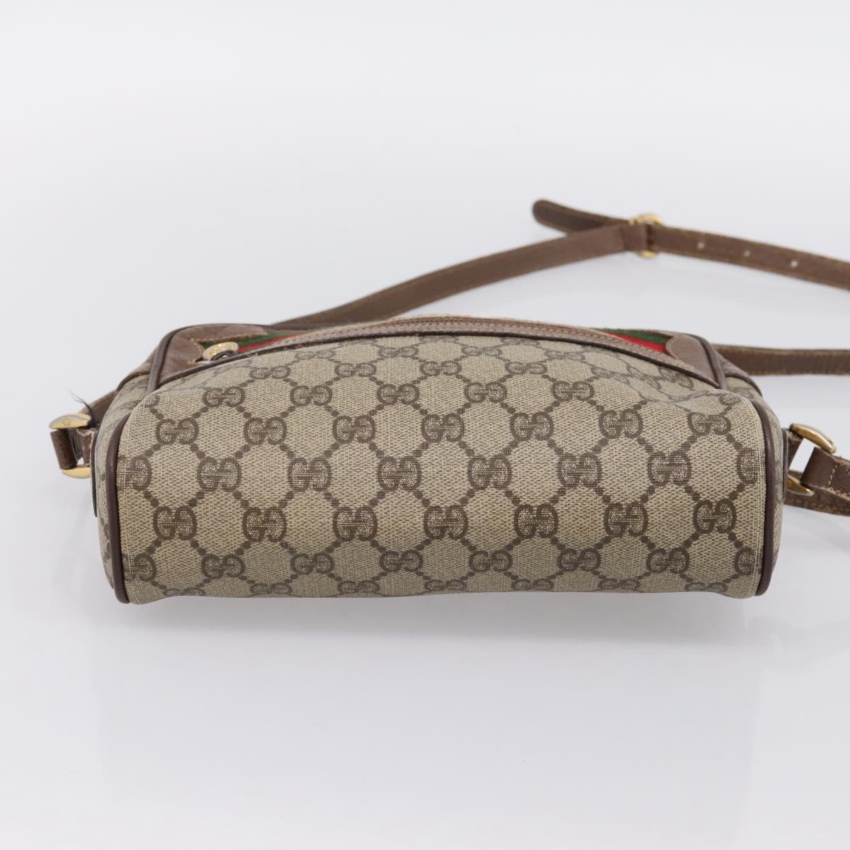 GUCCI GG Supreme Web Sherry Line Bag PVC Beige Gold 001 44 6655 Auth 198265